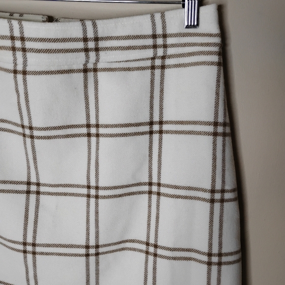 J.Crew Plaid Wool Blend Windowpane Mini Skirt 8 Neutral Preppy Academia Fall - Picture 5 of 9